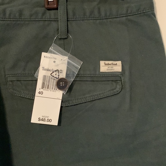 Brand New Men’s Timberland Flat Front Classic Fit Dark Green Shorts Size 40 - Picture 4 of 8